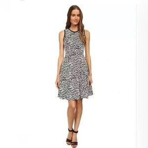 Kate Spade Black & White Leopard Print Textured Sleeveless Dress Size XL